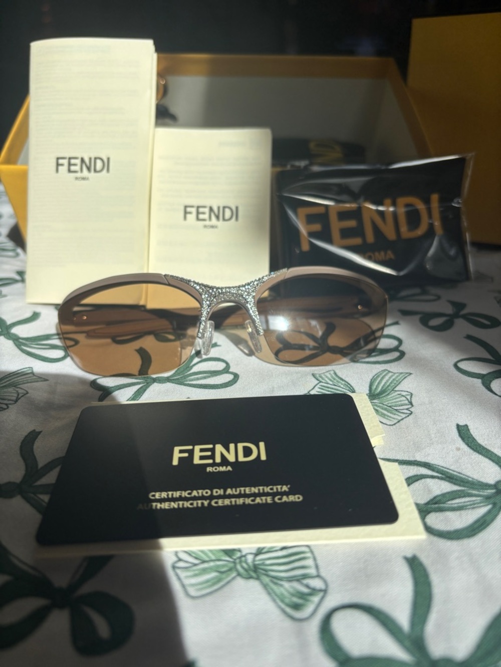 Fendi Crystal Accent Brown Lens Sunglasses FE40176U